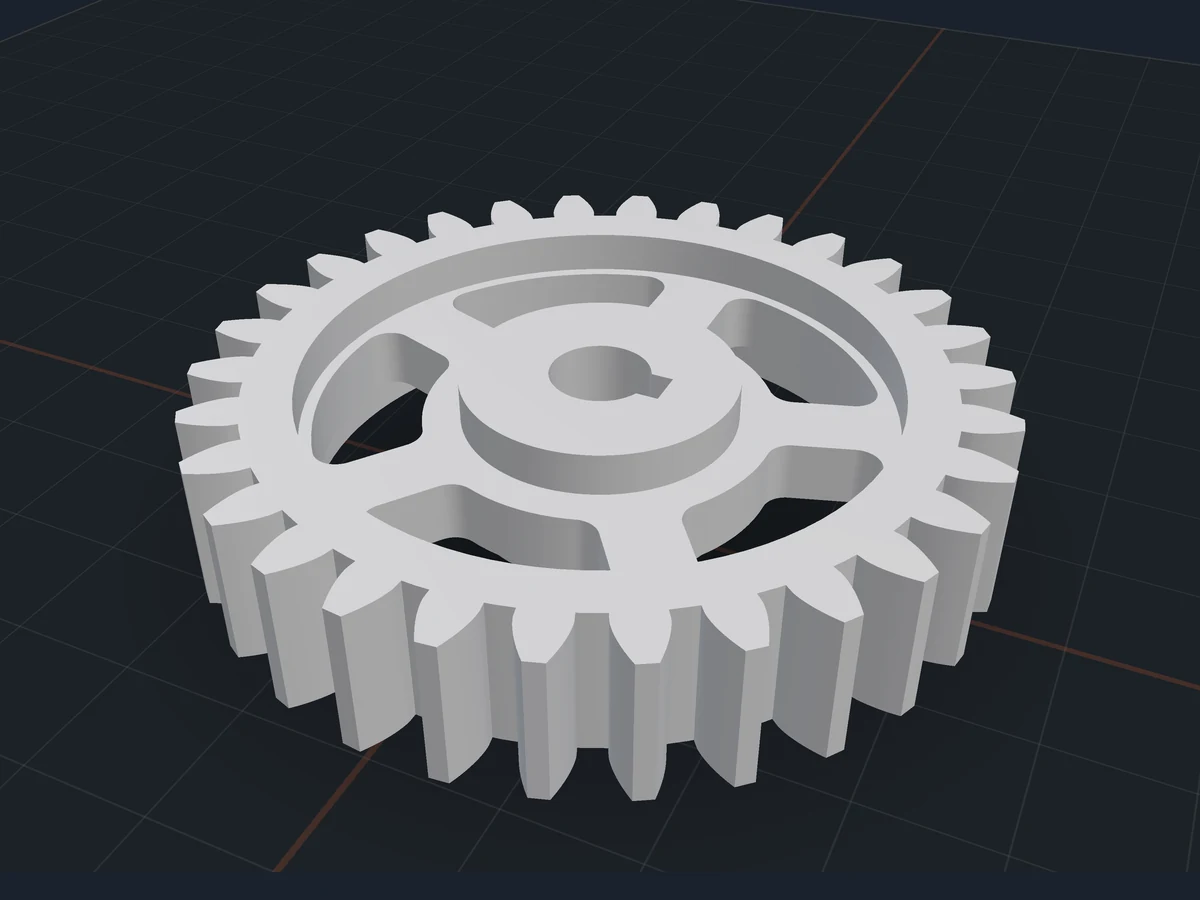 The same gear with five spokes, a recessed web and a keyed bore